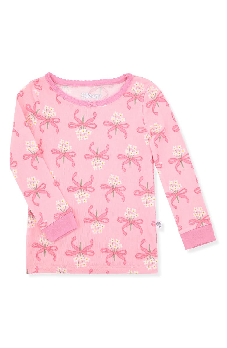 SLEEP ON IT Print Fitted Two-Piece Pajamas & Socks Set, Alternate, color, Pink