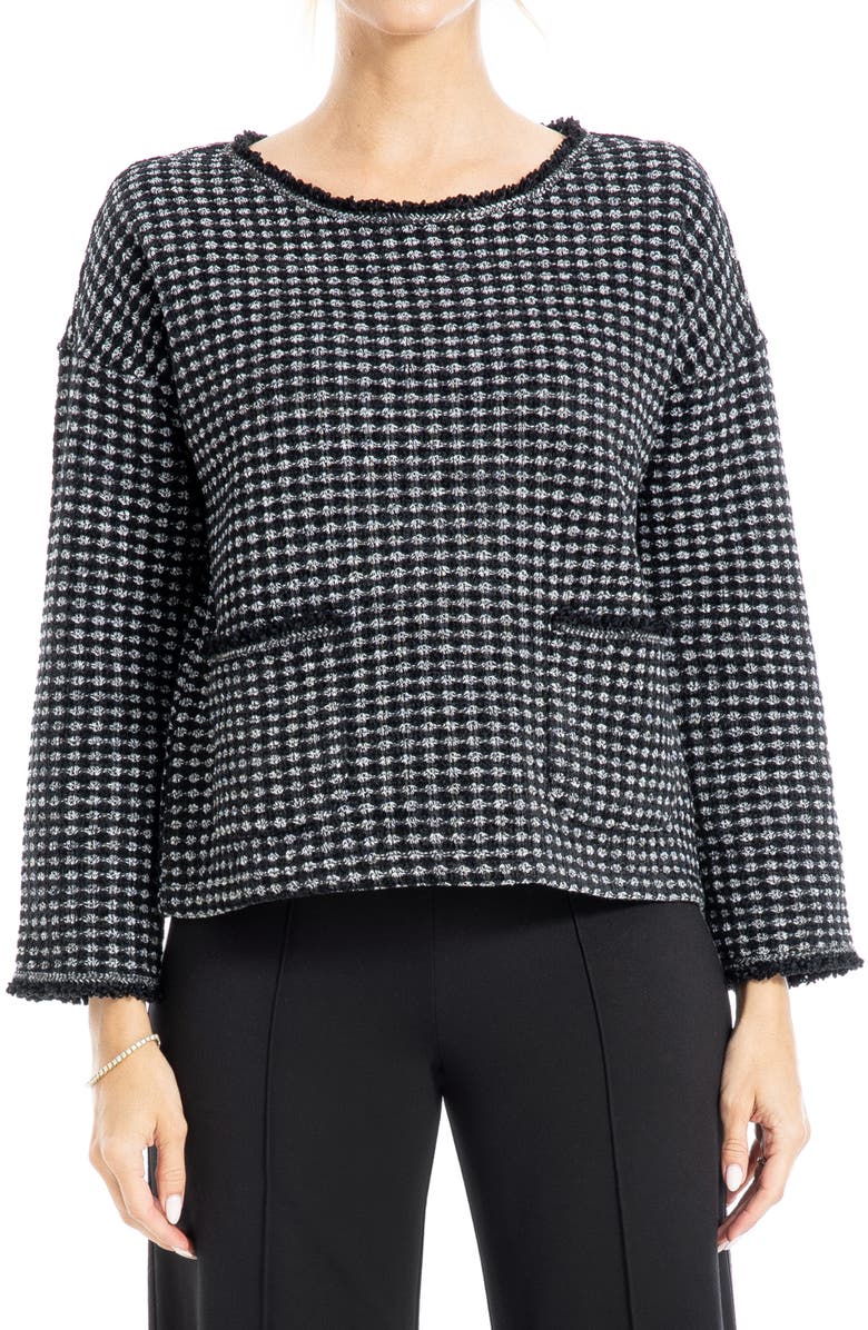 MAX STUDIO Frayed Edge Bouclé Top, Alternate, color, 