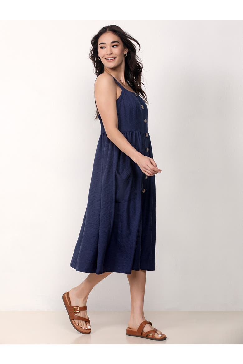 Button Front Midi Dress, Alternate, color, Navy