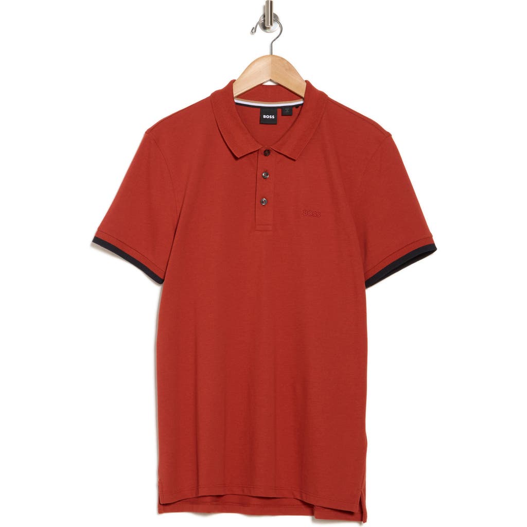 Shop Hugo Boss Boss Phillipson Cotton Polo In Dark Red