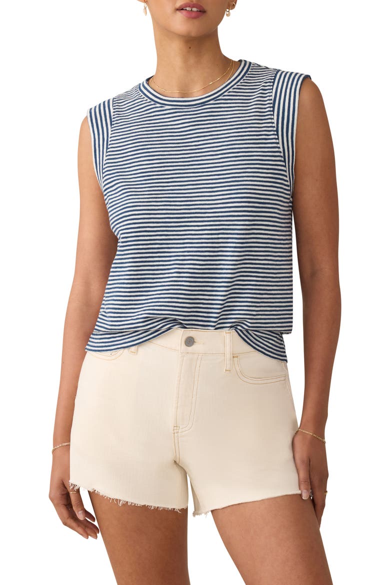 Sunwashed Stripe Organic Cotton Slub Muscle Tank, Main, color, TITAN STRIPE