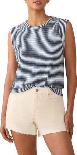 Faherty Sunwashed Stripe Organic Cotton Slub Muscle Tank