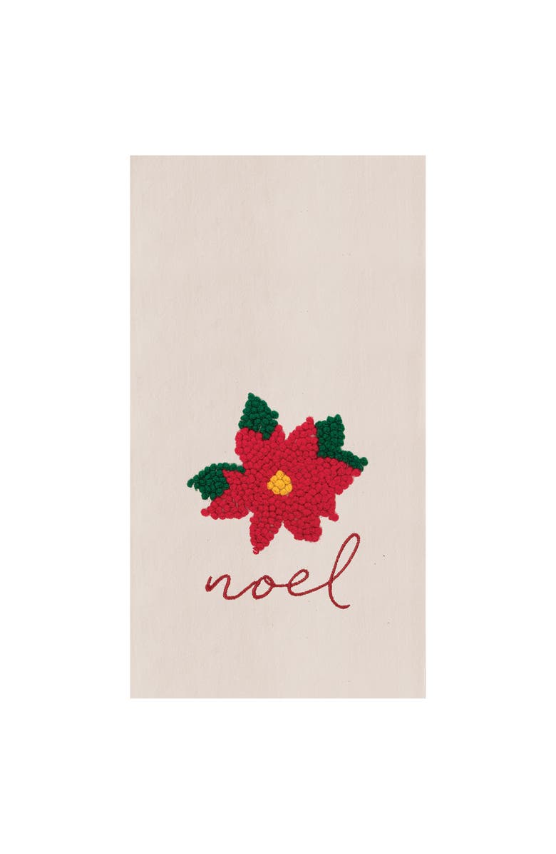 C&F Home Noel Poinsettia Embroidered Flour Sack Cotton Kitchen Towel, Main, color, White