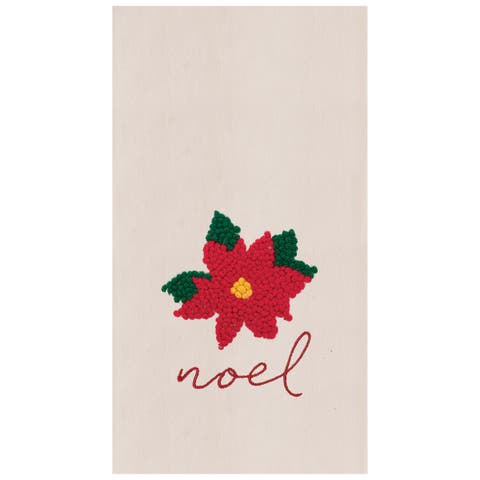 Noel Poinsettia Embroidered Flour Sack Cotton Kitchen Towel