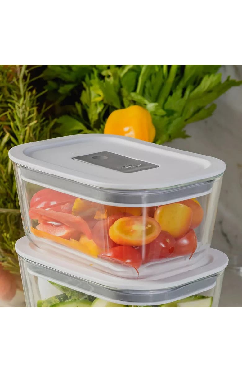 OU Stackable Airtight Glass Food Storage Container with Microwave Valve and Leak Proof Lid, Alternate, color, 