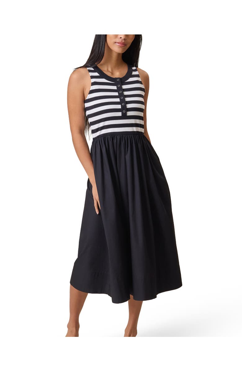 Kindred Bravely Charlotte Mixed Media Maternity & Nursing Midi Dress, Main, color, Black/White Stripe