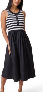 Kindred Bravely Charlotte Mixed Media Maternity & Nursing Midi Dress