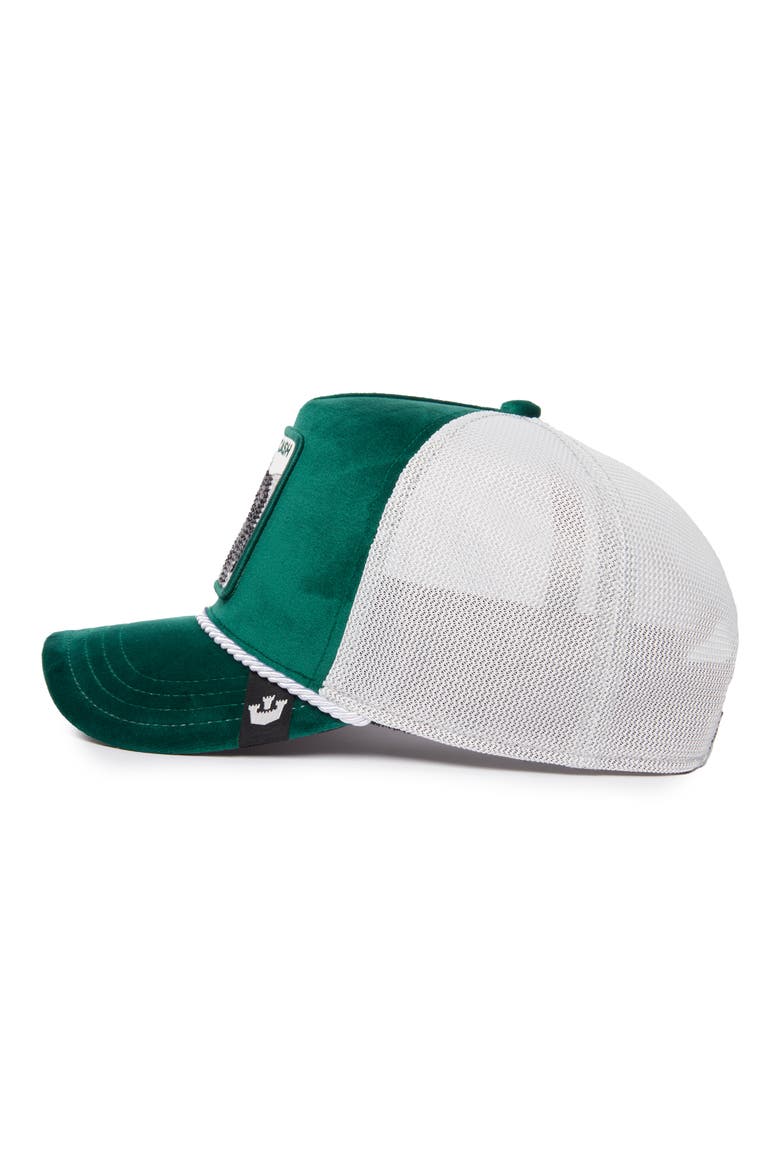 Emerald Cow Satin Front Trucker Hat, Alternate, color, GREEN