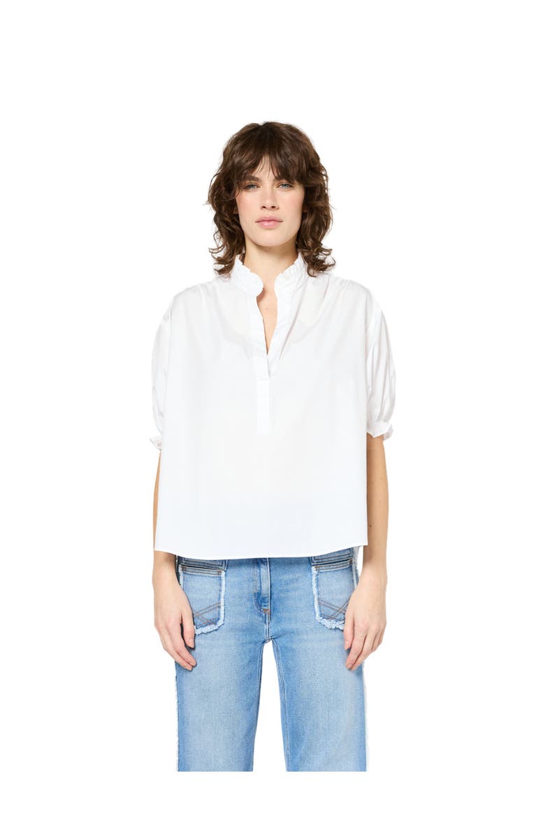 Annyr Ruffled Mandarin Collar Blouse, Main, color, White