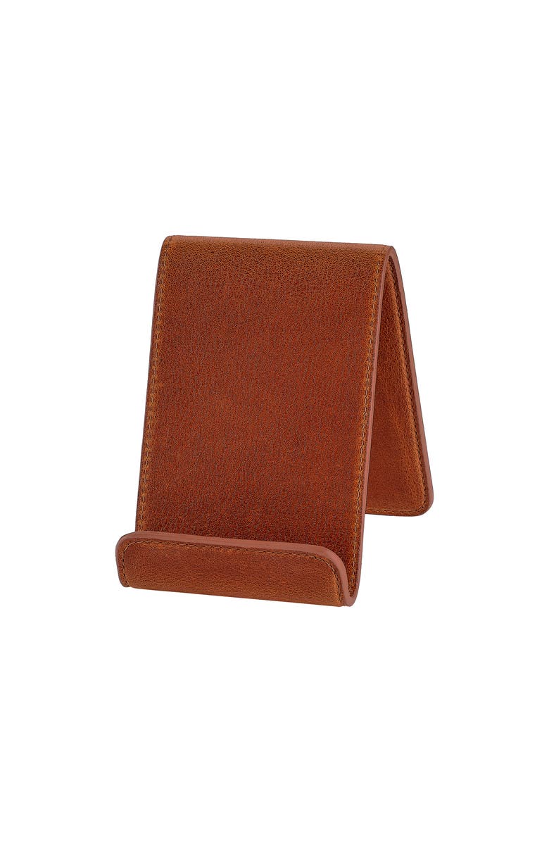 Graphic Image Leather Phone Tablet Holder, Alternate, color, Cognac