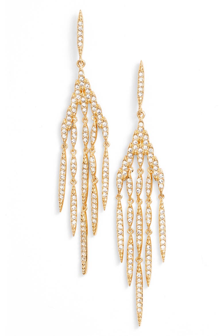 Kate Pavé Chandelier Earrings, Main, color, GOLD