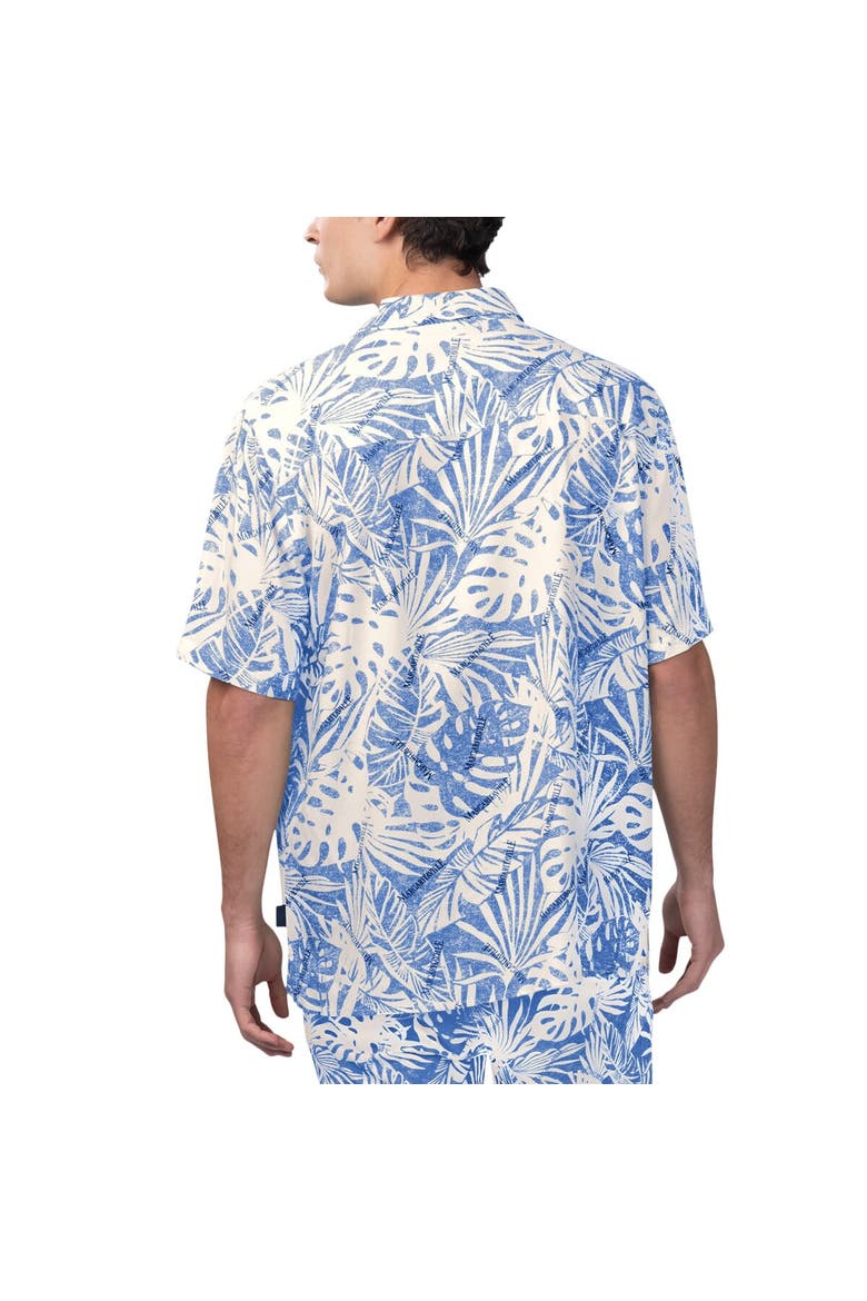 Men's Margaritaville Tan Los Angeles Rams Sand Washed Monstera Print Party Button-Up Shirt, Alternate, color, Cream