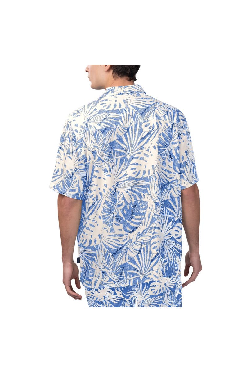 Margaritaville Men's Margaritaville Tan Los Angeles Rams Sand Washed Monstera Print Party Button-Up Shirt, Alternate, color, Cream