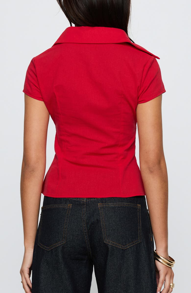 Princess Polly Cottesloe Front Button Shirt, Alternate, color, Red