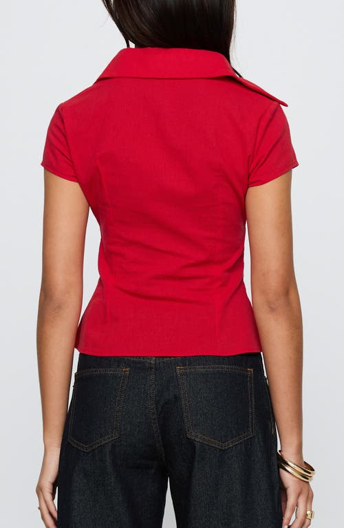 Princess Polly Cottesloe Front Button Shirt In Red