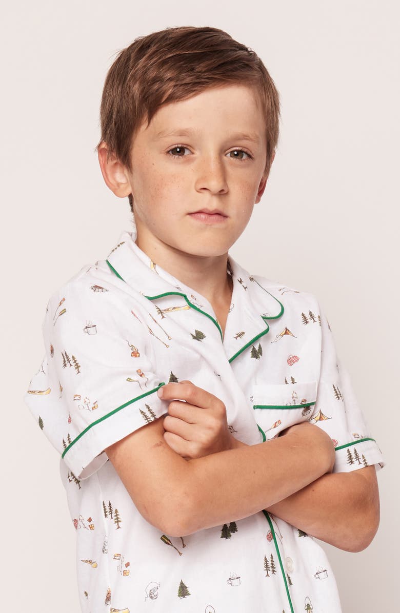 Petite Plume Kids' Camping Print Two-Piece Short Pajamas, Alternate, color, 