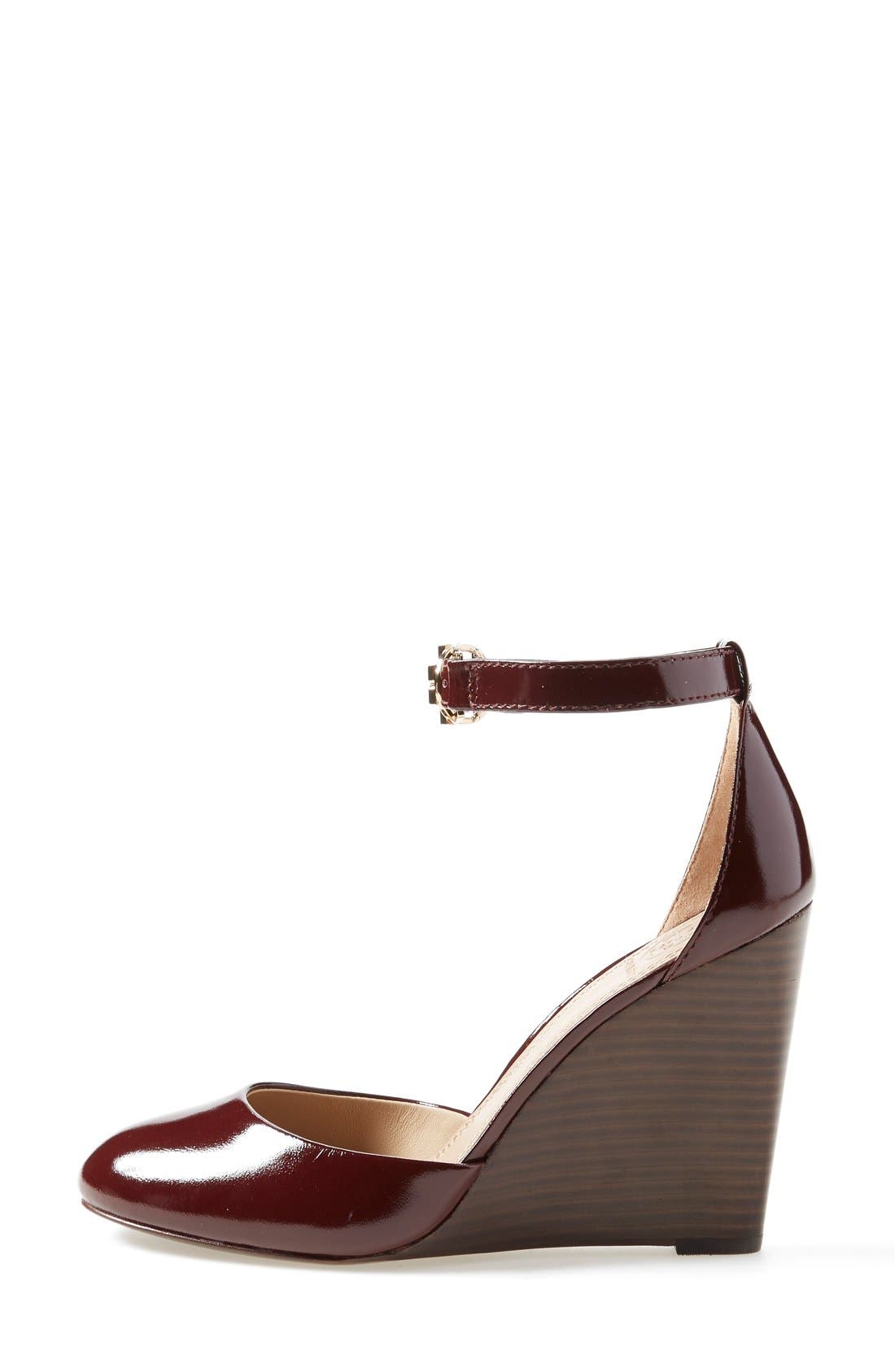 Tory Burch 'Thames' Patent Leather Ankle Strap Wedge, Alternate, color, 