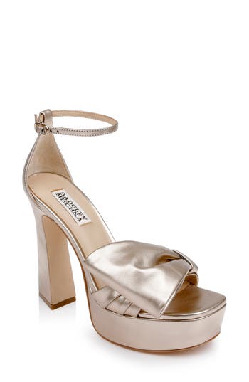 Badgley Mischka Collection Alora Ankle Strap Platform Sandal In Gold