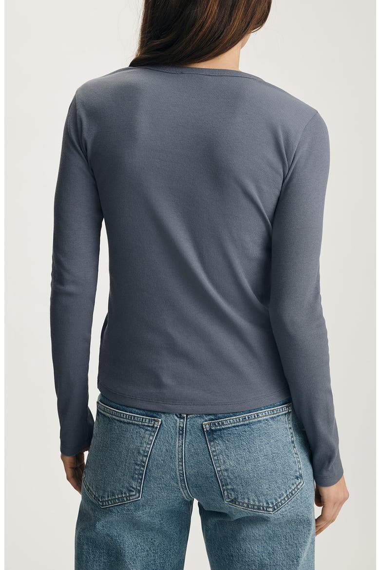 Stretch Cotton Rib Henley, Alternate, color, GRISAILLE