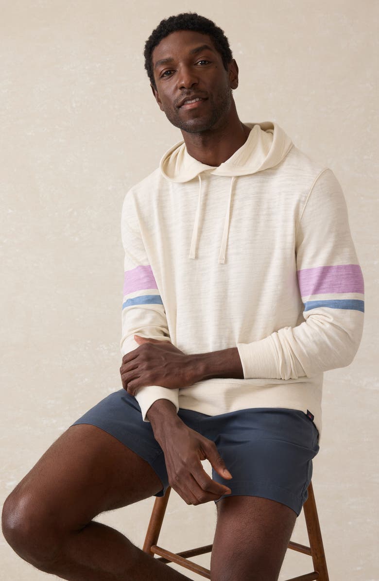 Faherty Sunwashed Slub Organic Cotton Hoodie, Alternate, color, Cream Dume Stripe