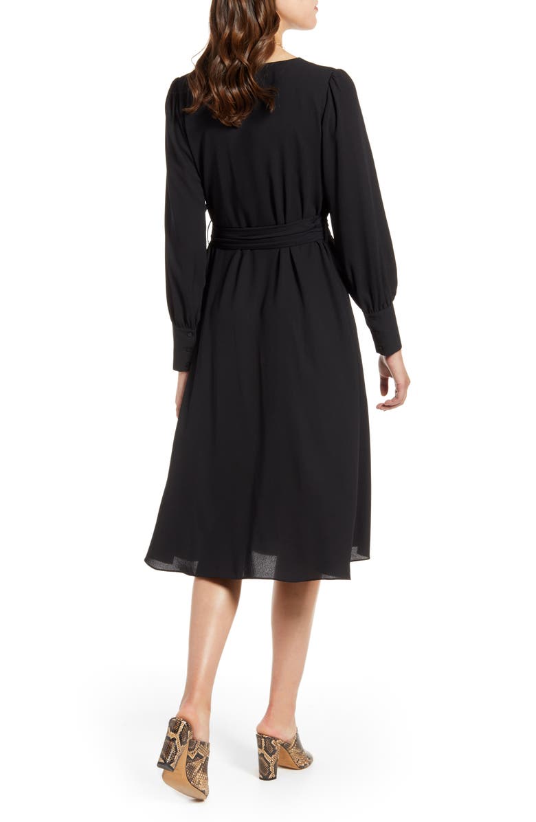 Halogen<sup>®</sup> Long Sleeve Wrap Midi Dress, Alternate, color,