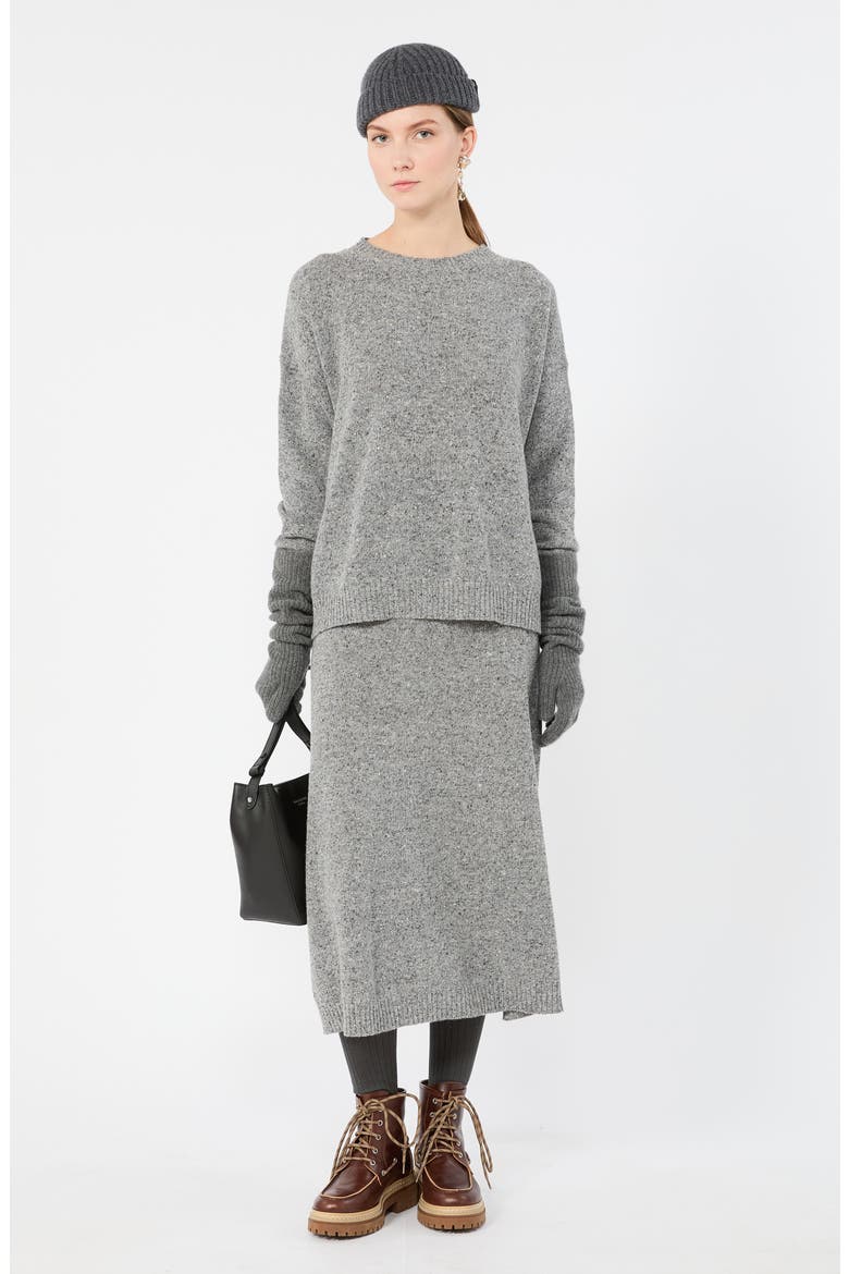 Wool & Silk Midi Skirt, Alternate, color, MEDIUM GREY