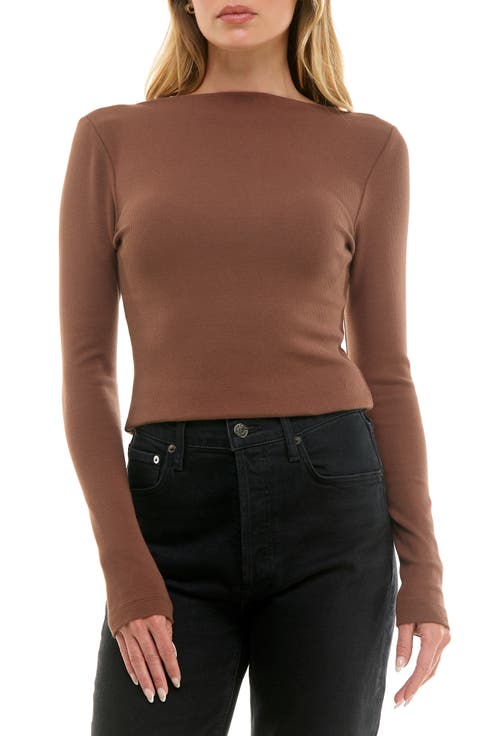 Ribbed Boat Neck T-Shirt