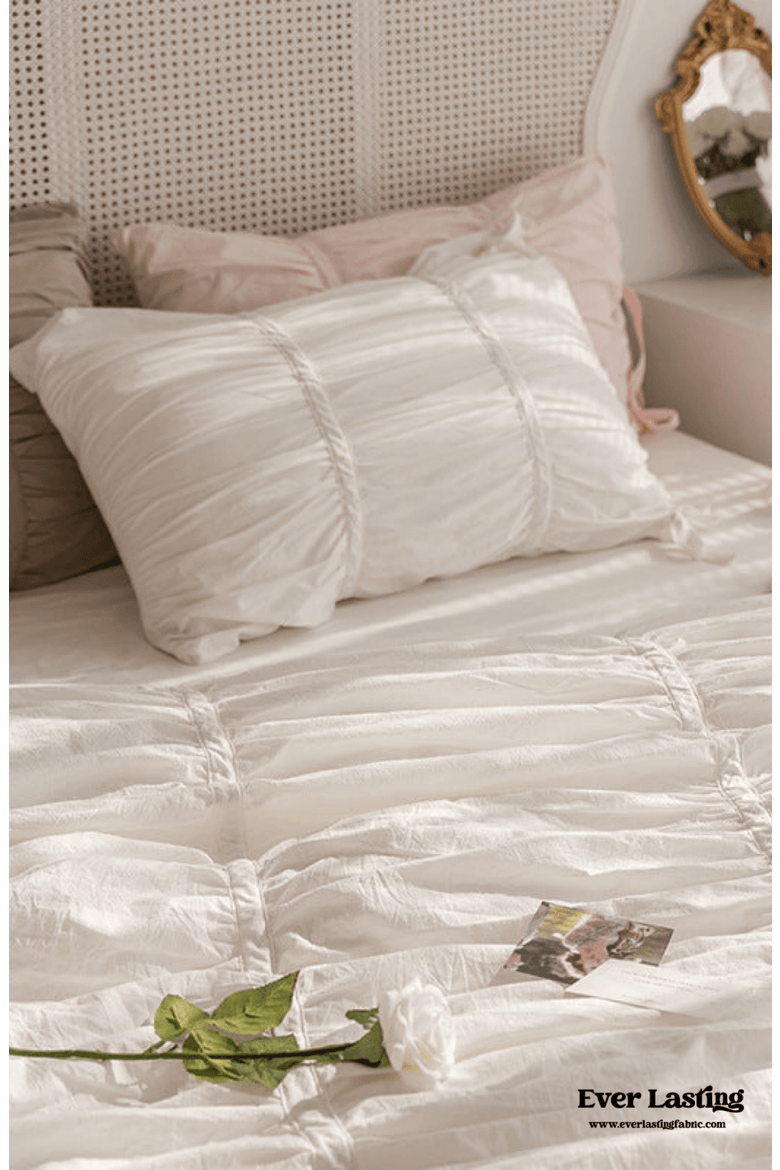 Ruffle Ribbon Ties Duvet Cover, Alternate, color, White