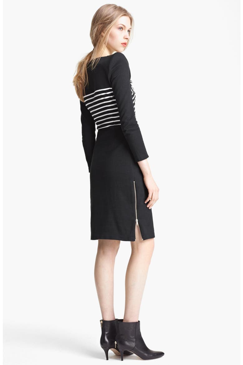 Atari Stripe Print Dress, Alternate, color, BLACK/ WHITE