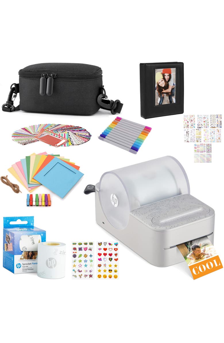 HP Sprocket Panorama Printer Gift Bundle, Main, color, Grey