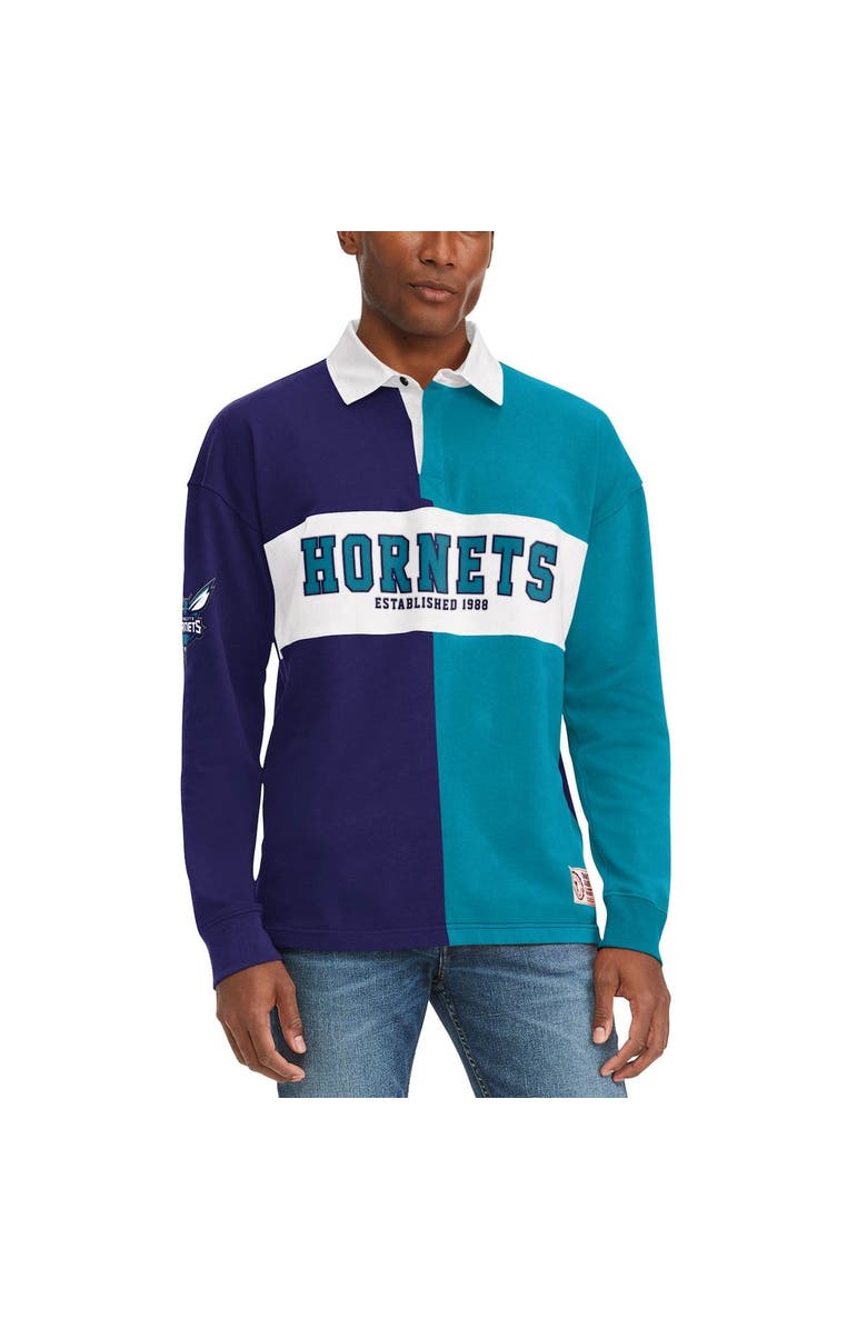 TOMMY JEANS Men's Tommy Jeans Purple/Teal Charlotte Hornets Ronnie Rugby Long Sleeve T-Shirt, Alternate, color, Purple