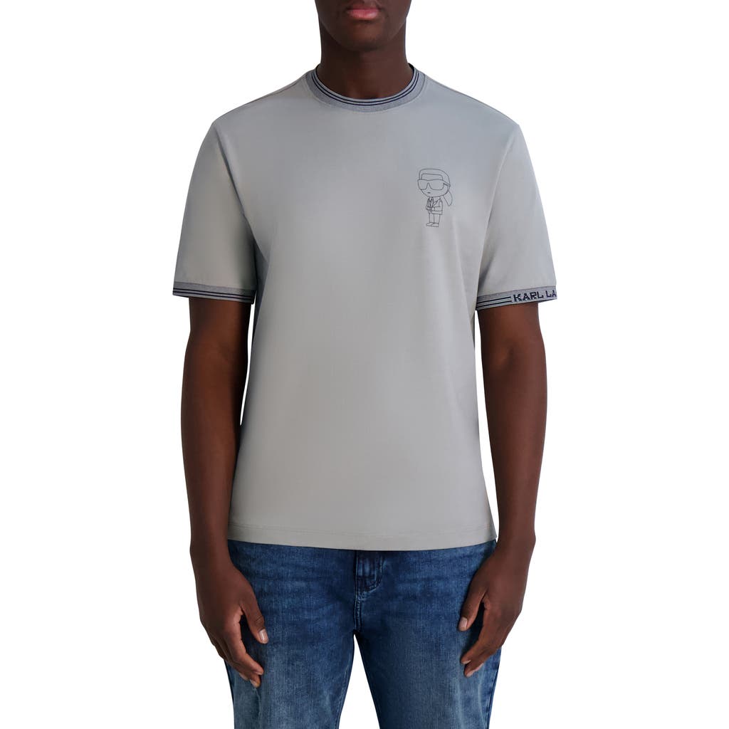 Karl Lagerfeld Paris Outline Karl Logo Graphic T-shirt In Light Grey