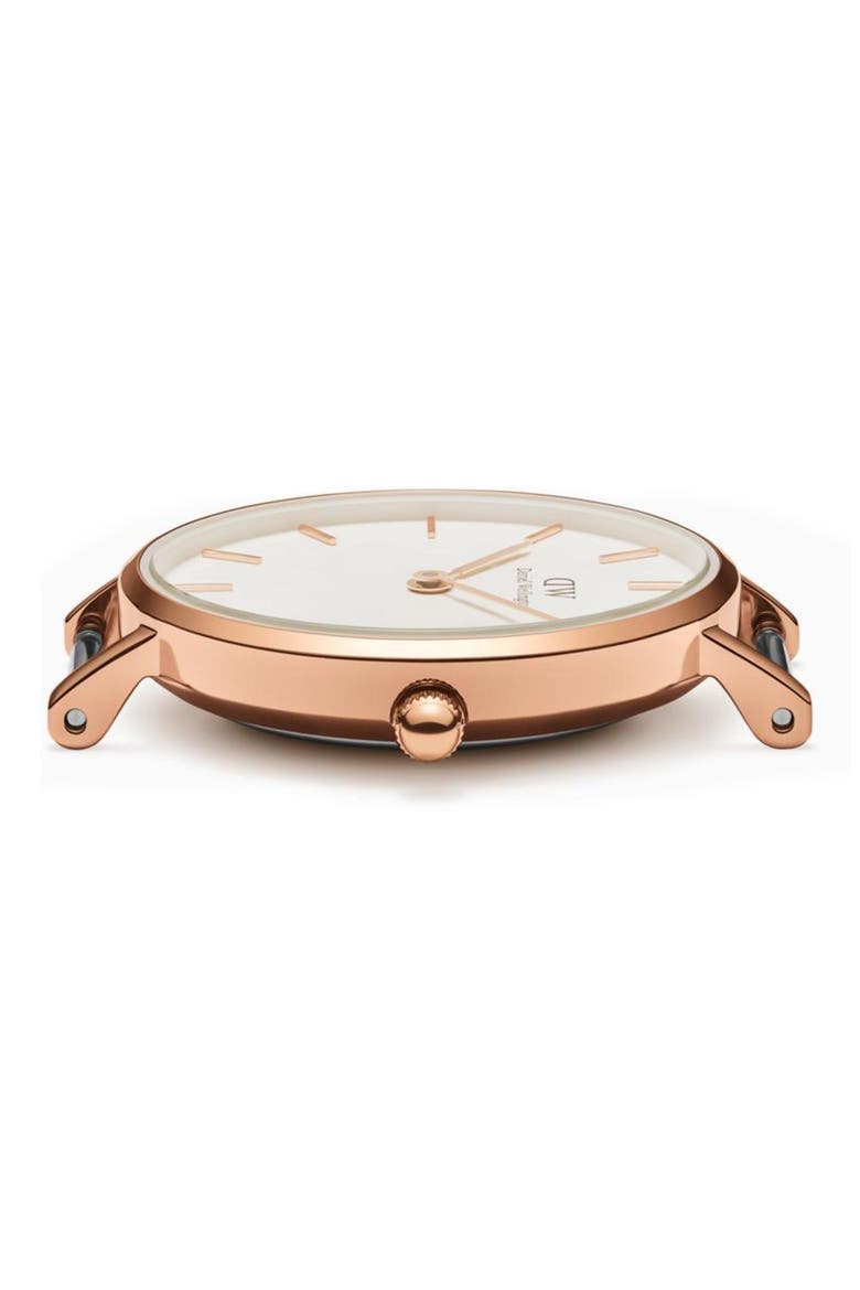 Classic Petite Mesh Strap Watch, 28mm, Alternate, color, BLACK/ ROSE GOLD
