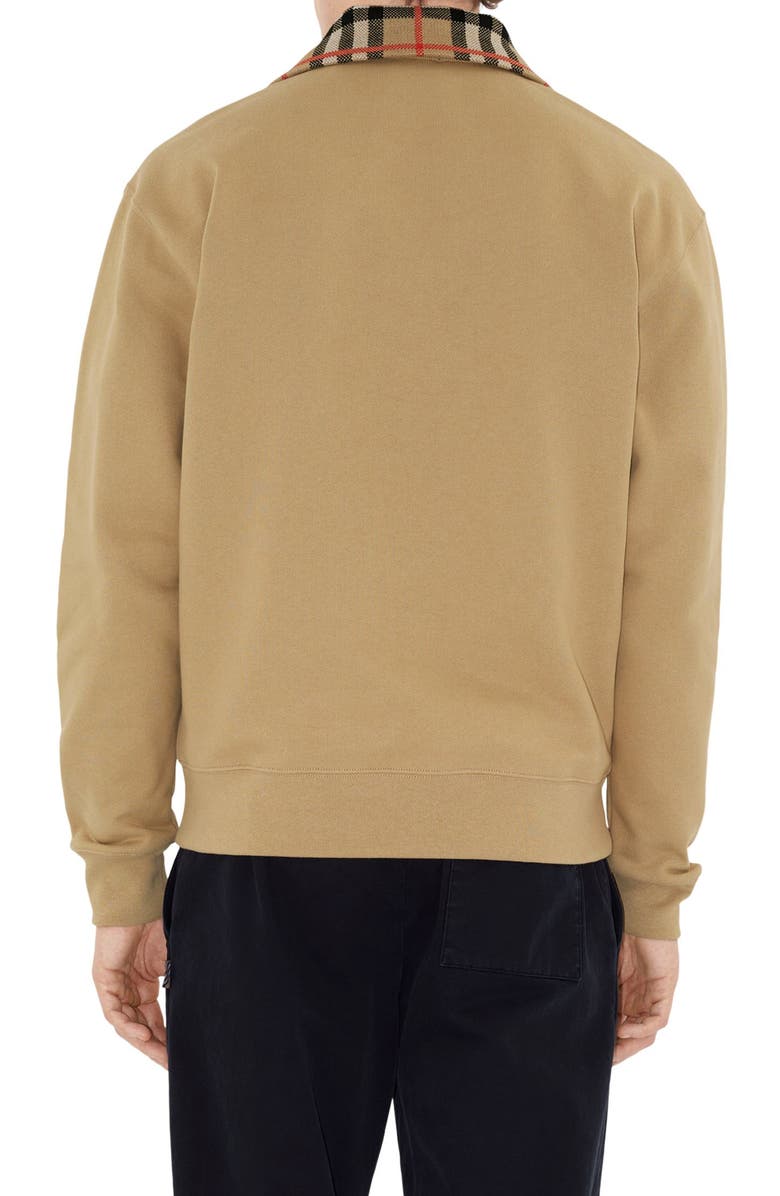 Burberry EKD Stamp Check Trim French Terry Half Zip Sweatshirt, Alternate, color, 