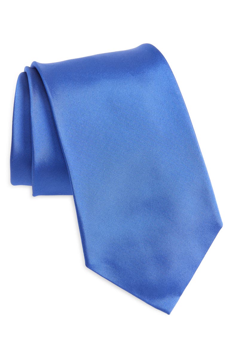 Ralph Lauren Purple Label Solid Silk Peau de Soie Tie, Main, color, Blue