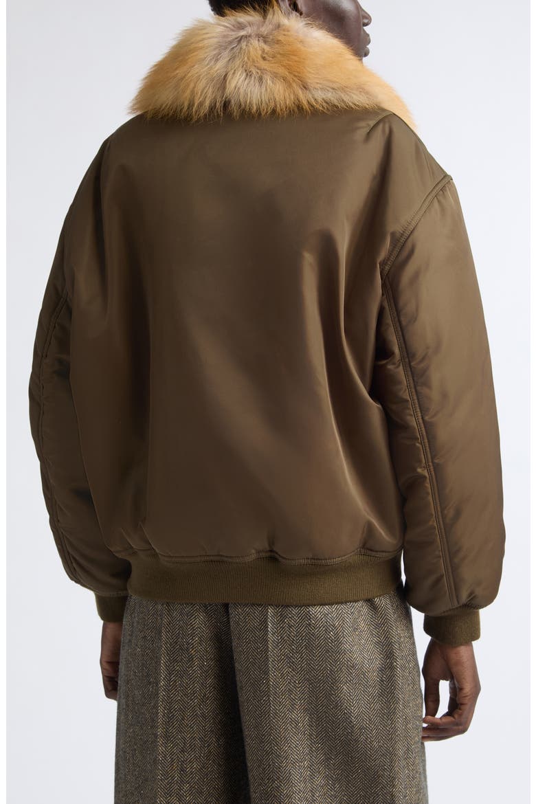 Bomber Jacket with Genuine Shearling Collar, Alternate, color, KAKI/ CHAMOIS/ GRIS/ ORANGE