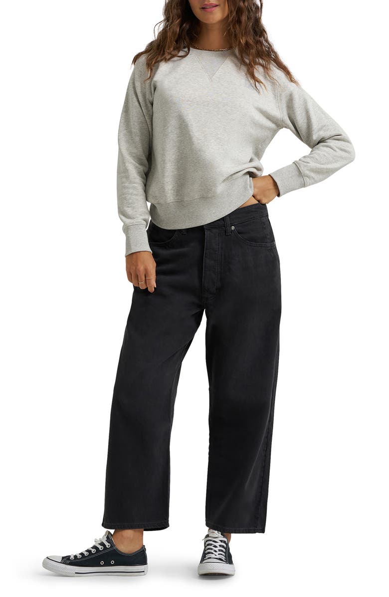 Lee Crewneck Crop Sweatshirt, Alternate, color, Washed Gray Heather