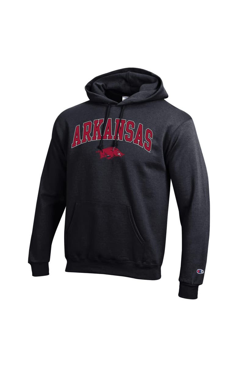 Champion Men's Champion Black Arkansas Razorbacks Arched Logo Fleece Pullover Hoodie, Alternate, color, Black
