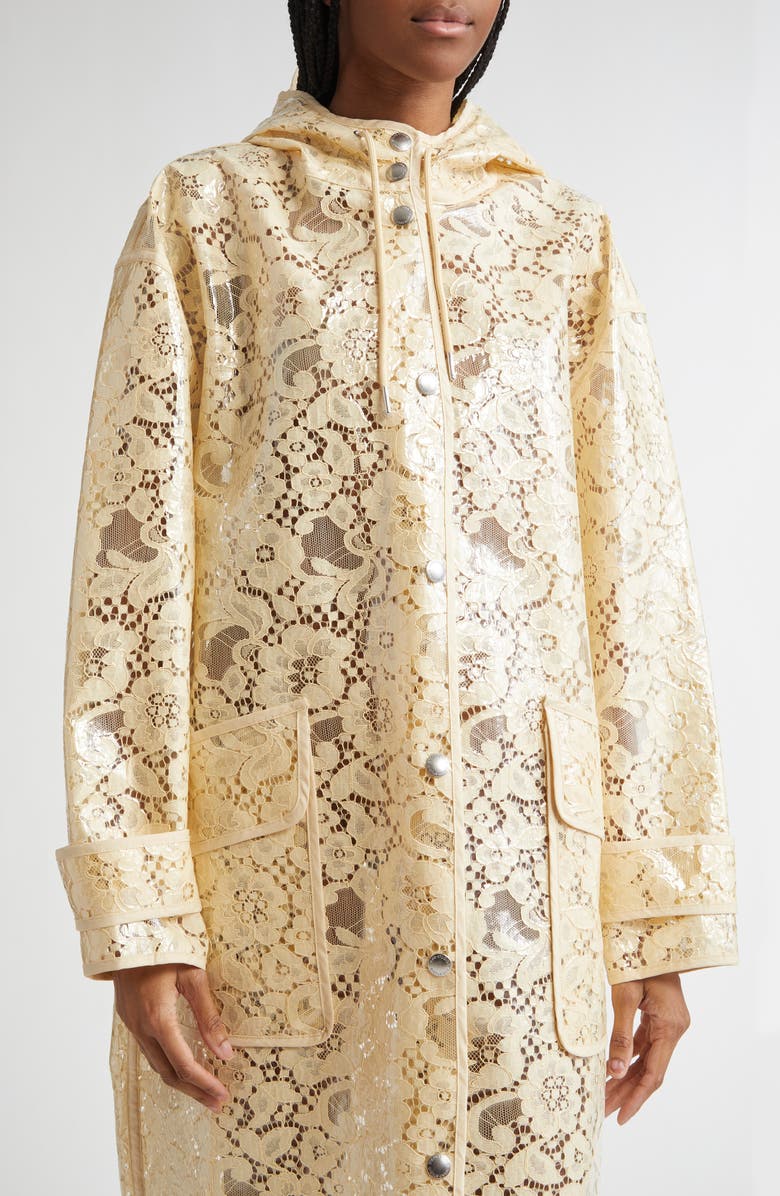 Stand Studio True Hooded Trompe l'Oeil Lace Raincoat, Alternate, color, 