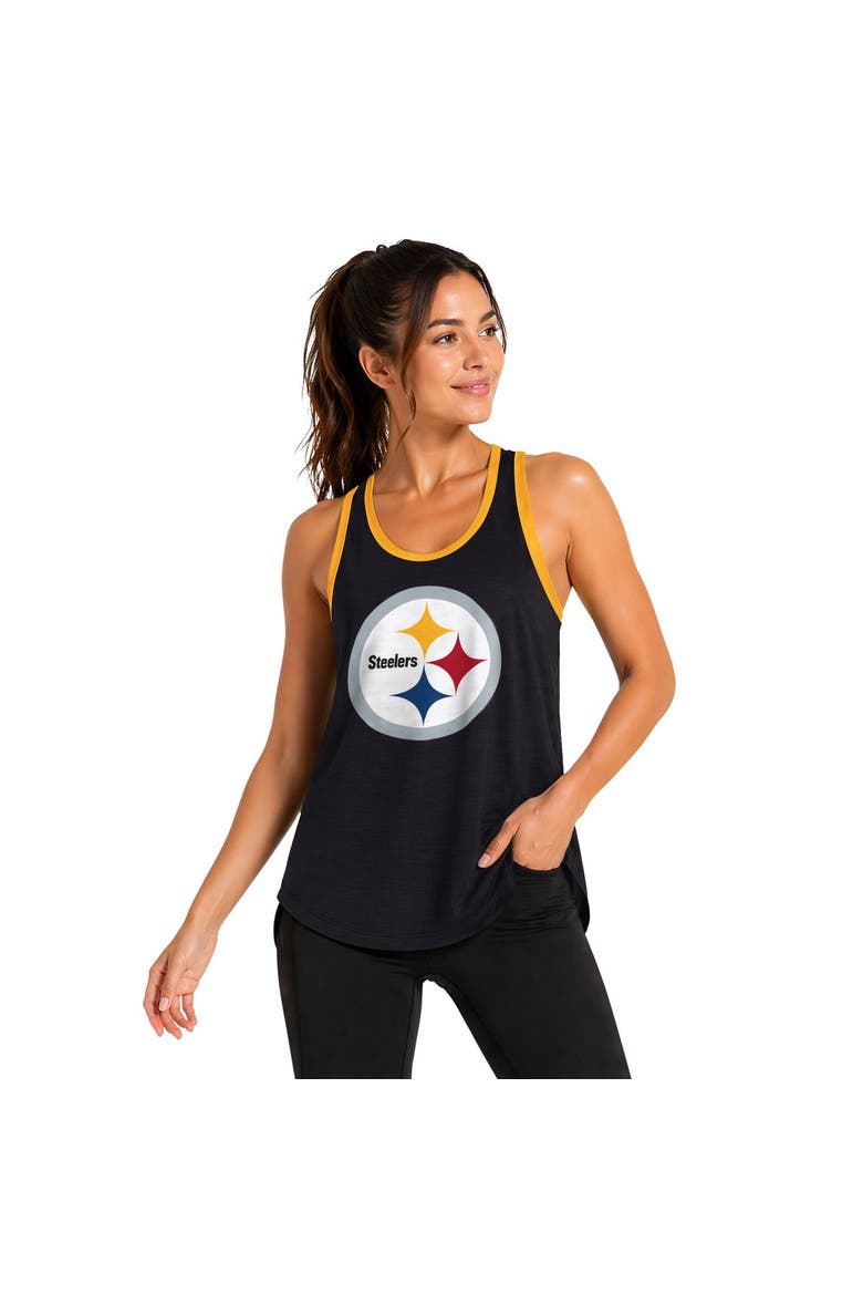 Women's G-III 4Her by Carl Banks Black Pittsburgh Steelers Tater II Racerback Tank Top, Main, color, Black