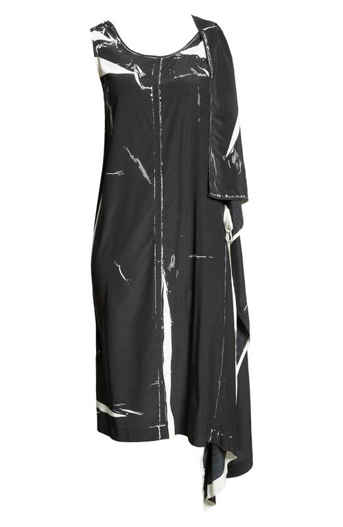 Proenza Schouler Ondine Garment Print Draped Dress In Black