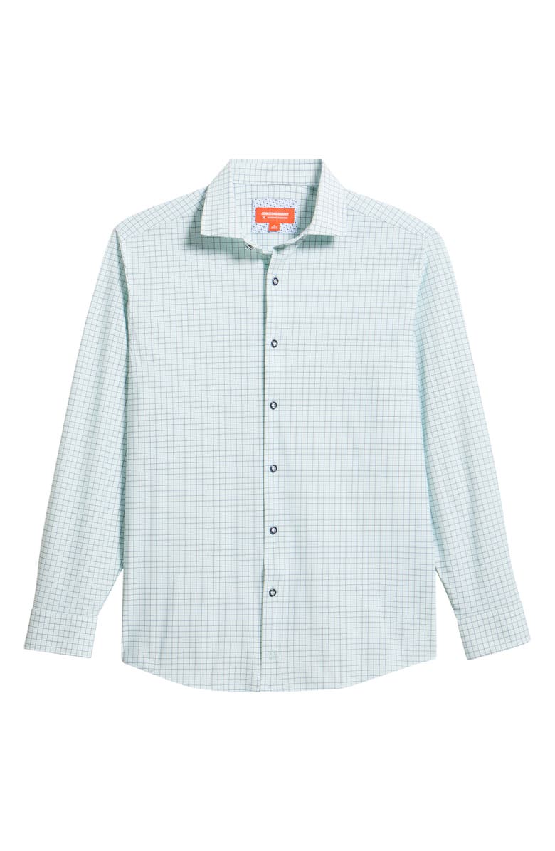 Johnston & Murphy XC Motion Performance Knit Button-Up Shirt, Alternate, color, Green Windowpane