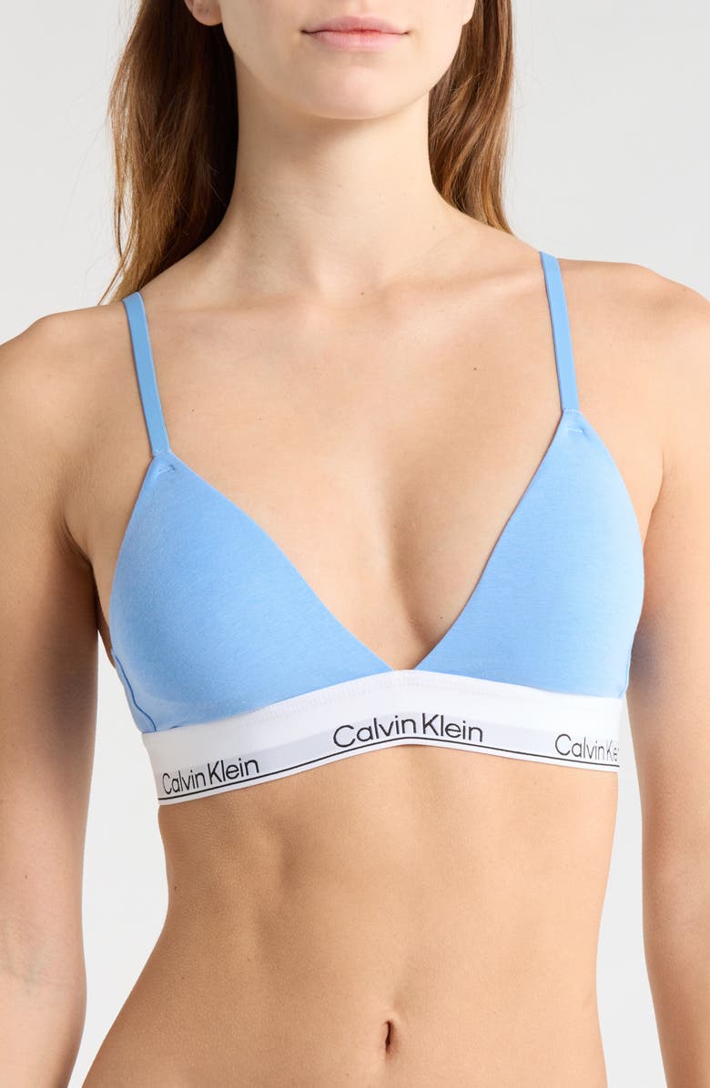 Calvin Klein Lightly Lined Racerback Bralette, Main, color, Blue Descent
