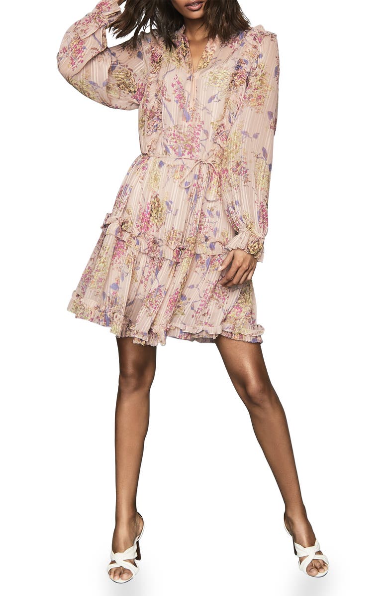 Reiss Cari Print Long Sleeve Minidress, Main, color, 