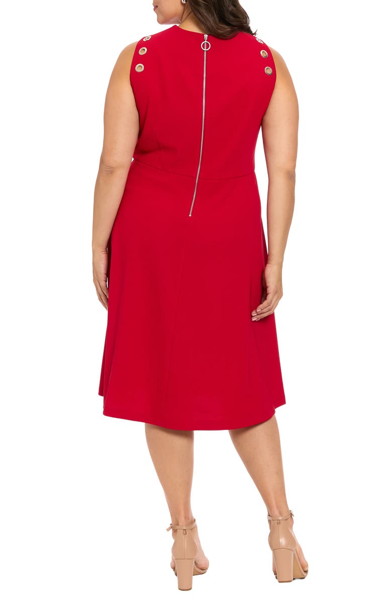 London Times Grommet Sleeveless Midi Dress, Alternate, color, Baroq Ruby