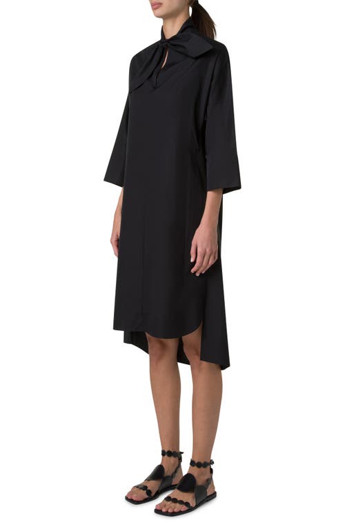 Akris Punto Tie Neck Cotton Tunic Dress In Black