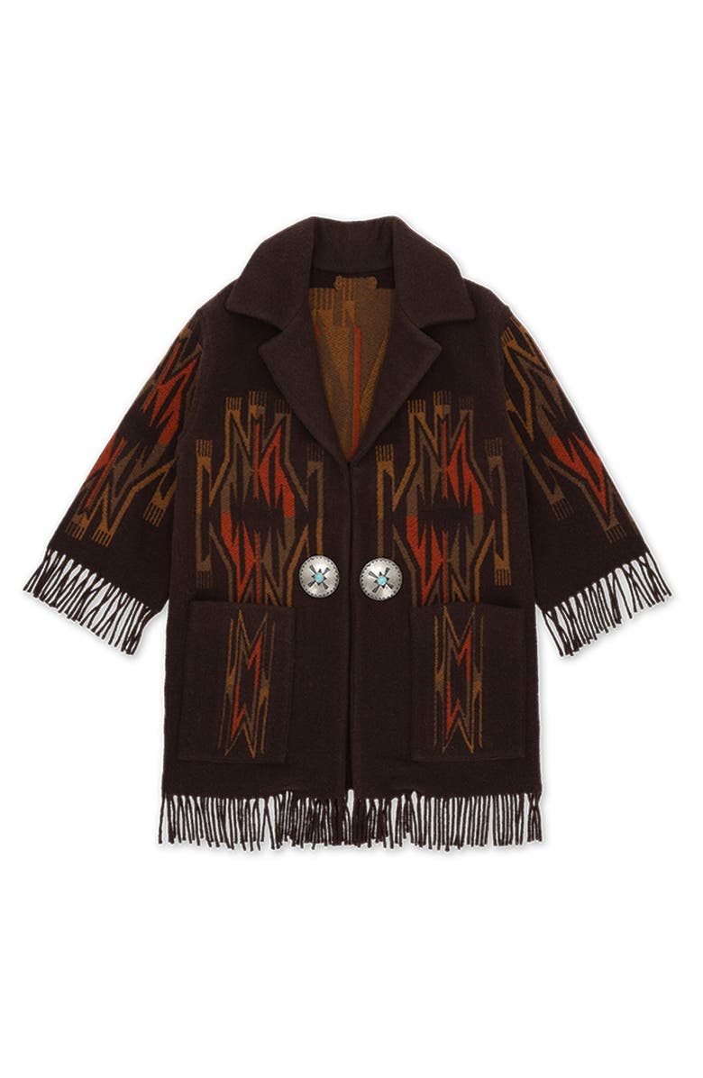 Fortela Freya Navajo Wool Blend Cardigan, Main, color, Brown