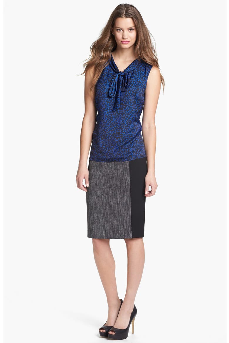 Tie Neck Sleeveless Top, Main, color, BLUE MAZARINE/ BLACK COMBO