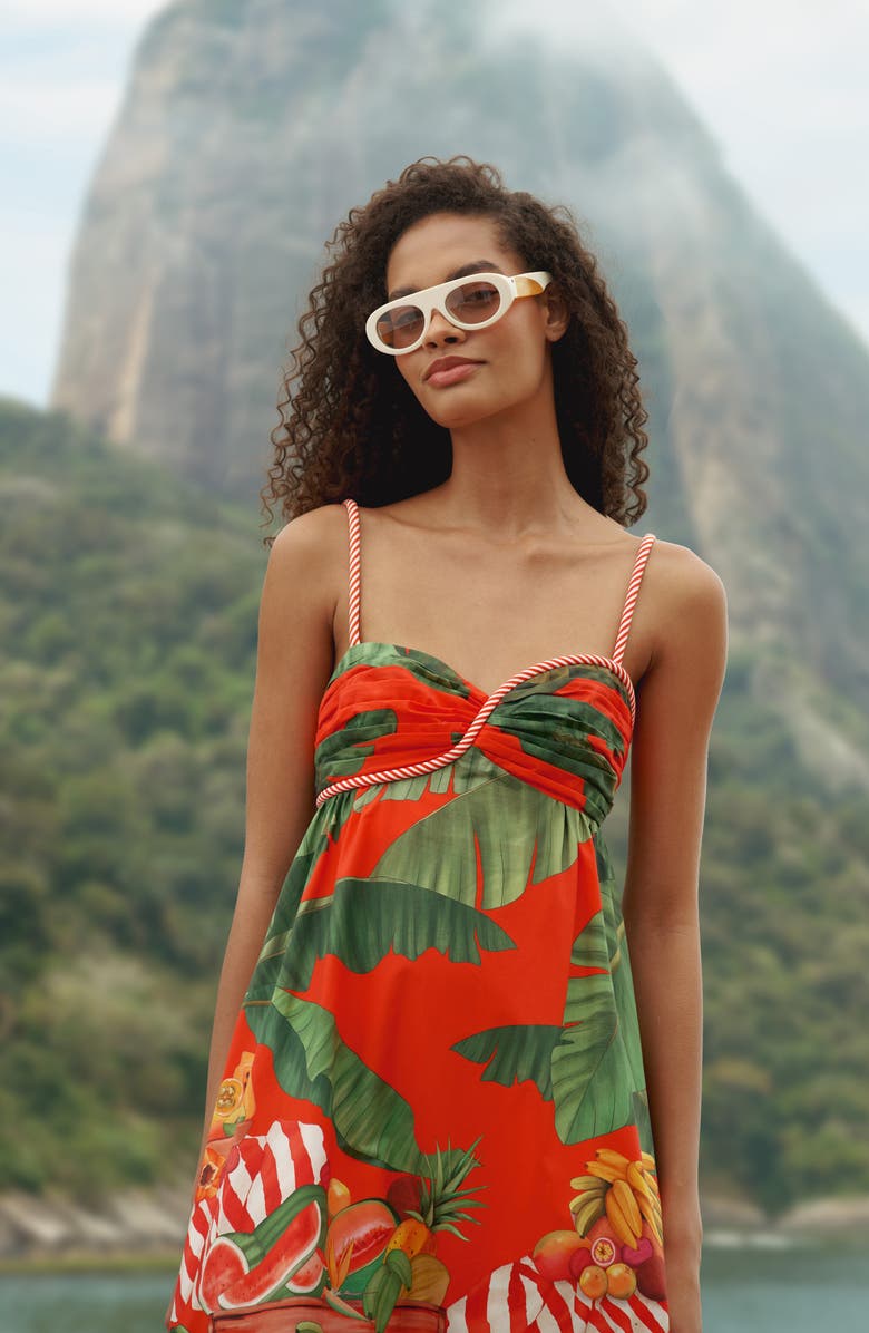 FARM Rio Fruit Trolley Midi Dress, Alternate, color, Fruit Trolley Red