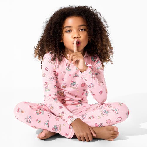 Bellabu Bear Kids' Candy Cane Lane Set Of 2 Piece Pajamas In Pink
